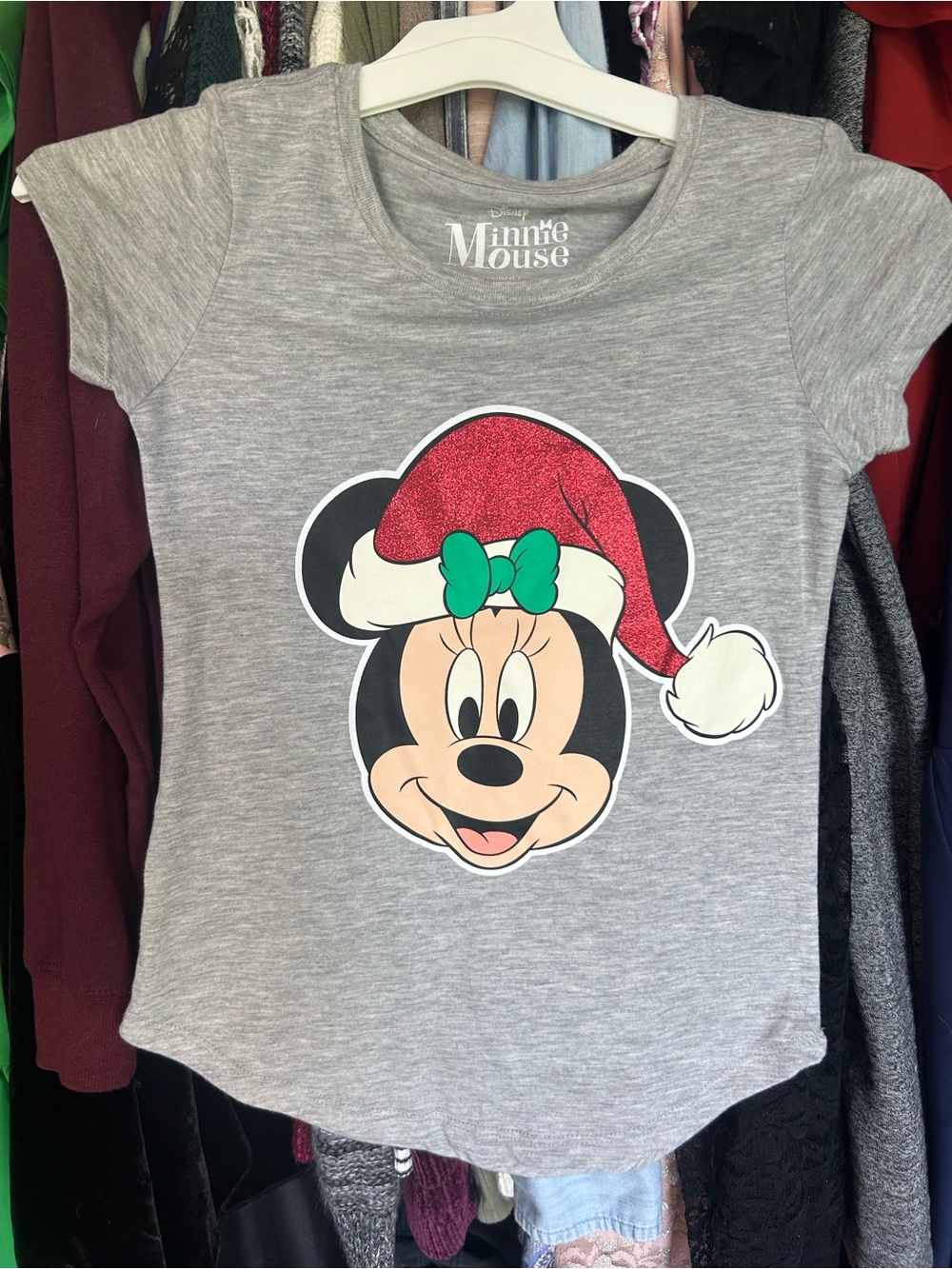 Disney Minnie Mouse Holiday Tee with Santa Hat
